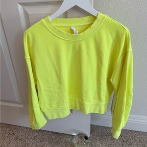 Lululemon Bright Neon Yellow Oversized Crop Crew Sweatshirt - Size 4 - NWT!